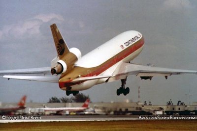 1979 - Continental Airlines DC10-10 N68051 taking off on runway 9-R at Miami International Airport