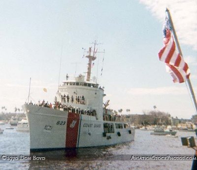 1970 - Rear Admiral O. R. Smeder, Commander Seventh Coast Guard District, arriving for Gasparilla on the USCGC STEADFAST