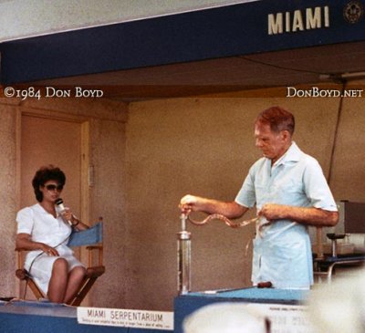 1984 - the legendary Bill Haast giving a snake venom extraction demonstration at the Miami Serpentarium