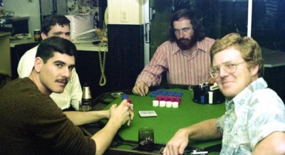 1976 - Sgt. Harry Duncan Wilson, USMC, Eddie Sullivan, Bob Zimmerman and Ray Kyse at poker game
