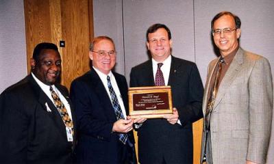 2000 - Ron Smith, Don Boyd, Aviation Director Gary Dellapa and Bruce Drum at my retirement plaque presentation