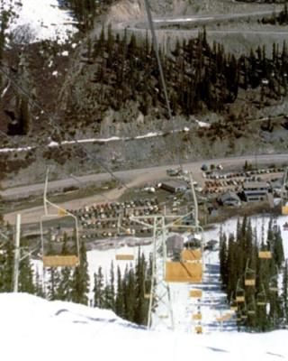 1975 - Going up the ski lift for the first time with Brenda