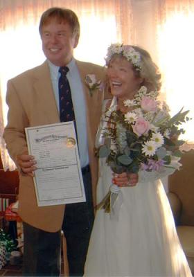Dennis and Brenda Denner doing it legal with marriage certificate