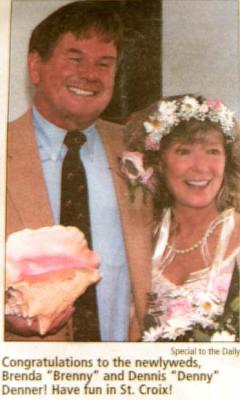 News clipping of Dennis and Brenda's wedding photo