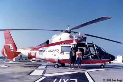 1989 - YN3 Cynthia R. Murray and HS3 (need name) with USCG HH-65A #CG-6556 at Miami International Airport