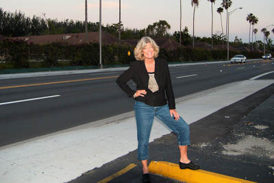 May 2006 - Brenda with backside of Hialeah Park behind her