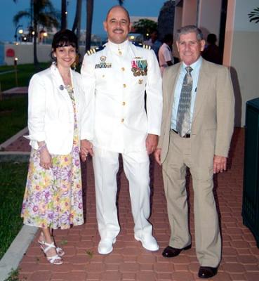 2006 - Gina Pino (Ed's wife), CDR (Captain selectee) Ed Pino and Roberto Cabrera, Gina's father