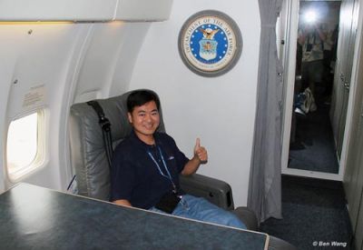 2006 - Ben Wang in the Vice President's seat onboard USAF C-32A #80001 used as Air Force Two
