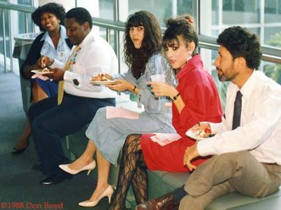 1988 - Vivianne Dawson, Ron Smith, Maria Gonzalez, Susy Gonzalez and Fernando Bernal at Charlie Mauchs retirement party