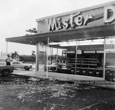 1966 - Hurricane damage at the Mister Donut on Palm Springs Mile