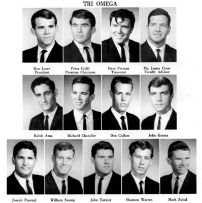 1966 - a bunch of Hialeah boys in the Tri Omega fraternity at Miami-Dade Junior College