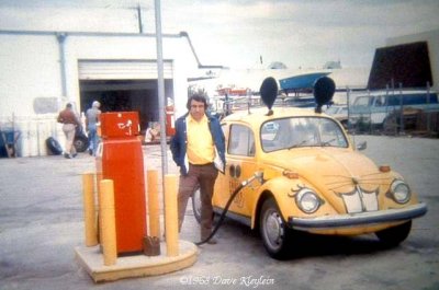 1968 - a Truly Nolen mouse Volkswagen being refueled on the cheap