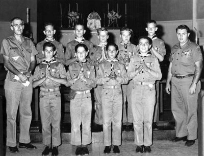 1962 - St. Johns Boy Scout Troop 302 receiving Ad Altari Dei Award at St. Mary's Cathedral