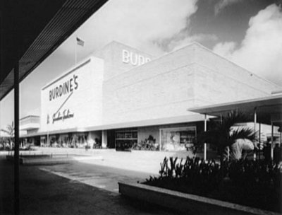 1957 - the new Burdine's Department Store at the 163rd Street Shopping Center (list of other tenants in caption below)