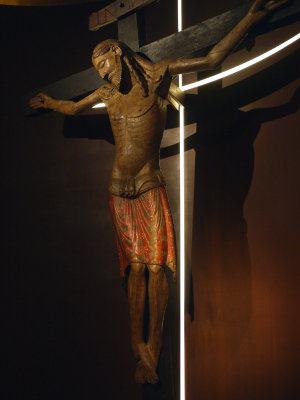 Museum Exhibit - Gothic Wooden Crucifix.