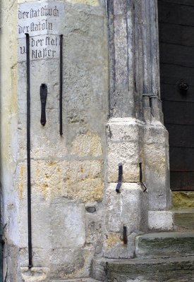 Medieval Measures - on Town Hall Pillar.
