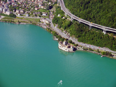 Chateau Chillon below...Montreux in the background..