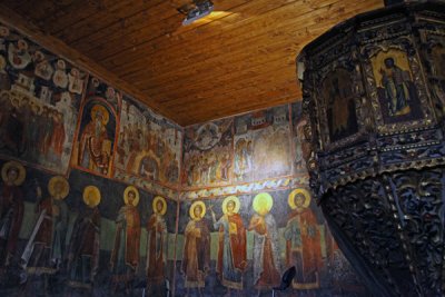 Wall Fresco & Pulpit - Church of St John the Baptist, Nesseber, Bulgaria.