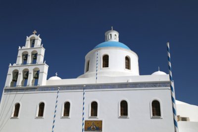 Oia Village Church, Santorini, Greece.