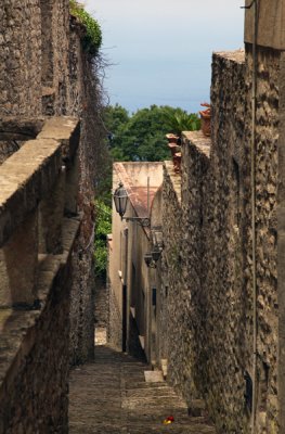 Typical Village Street, Erice, Sicily, Italy.