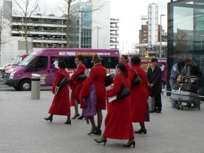 Stewardesses in red