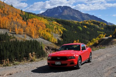 2012 Ford Mustang from Hertz on the San Juan Skyway, Route 550, north of Durango (D300-1449)