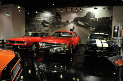 From left: 1970 Plymouth Barracuda Hemi 'Cuda, 1965 Chevrolet Chevelle Malibu SS, and 1967 Ford Mustang Shelby GT500 (2117)