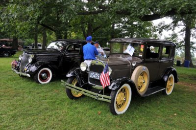 From left, 1936 Ford sedan and 1928 Ford Model A sedan (0684)