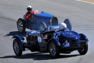 Bugatti #36 spins as another car approaches in all-Bugatti vintage car race of 2010 Rolex Monterey Motorsports Reunion (3234)