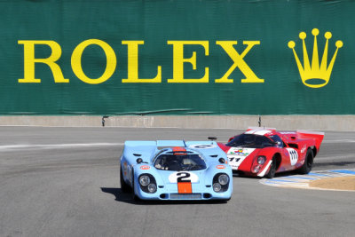 1969 Porsche 917K (1st place) and 1969 Lola T70 Mk 3B (2nd) in Group 5A race of 2010 Rolex Monterey Motorsports Reunion (3368)