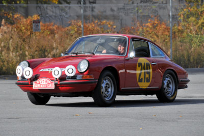 Racing legend Vic Elford drives re-creation of Porsche 911 he drove to victory in 1967 Monte Carlo Rally, Simeone Museum (6416)