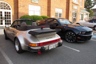 Porsche 911 Carrera Cabriolet, next to a 2011 or 2012 Ford Mustang (1162)