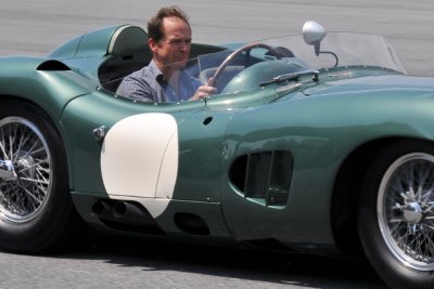 Here, curator Kevin Kelly demontrates the DBR1, which was driven by Jim Clark at the 24 Hours of Le Mans in 1961. (4862)
