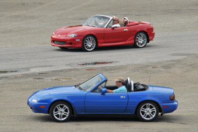 Mazda MX-5 Miatas, from the top -- 2nd (NB) and 1st (NA) generations (1122)