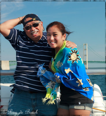 On a catamaran high speed boat...