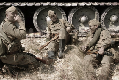 Russian infantry at the front line