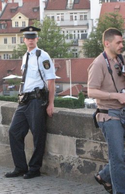 Prague police on Charles Bridge