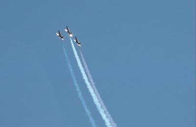 3-03 Formation with tricolor smoke trail