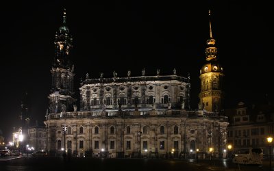 Slottskyrkan och slottet kvällstid, Dresden