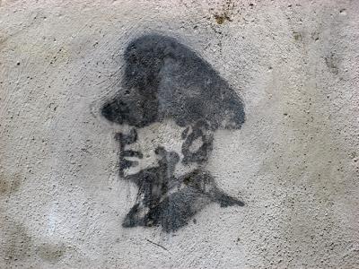 stencil graffiti of ante gotovina, croat general being held now in the hague on war crimes charges, a hero to some here