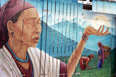 mural of nepalese women in balmy alley