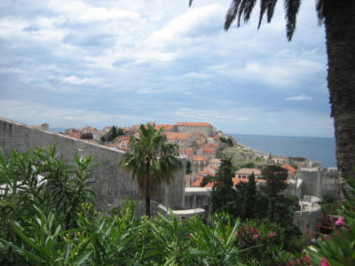 view of dubrovnik, the old city wall in the foreground