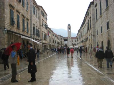 the main street - placa - in the rain