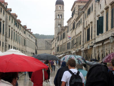 the main street - placa - in the rain