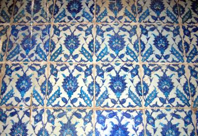 close up of 17th cent. tiles in the blue mosque