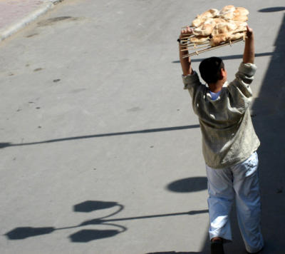 carrying bread for sale