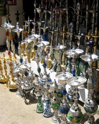 sheesha pipes (hookahs/water pipes) for sale in the bazaar