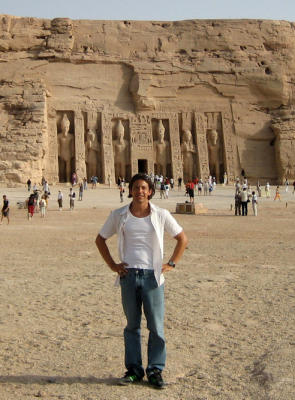 zach in front of the temple of neferati, abu simbel