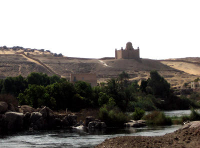 view west from elephantine island, aswan (saint simeon coptic monastery in background)