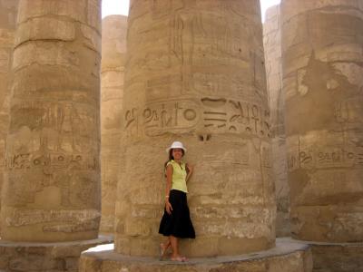 pillars in the hipostyle hall at karnak (and my new friend amani)